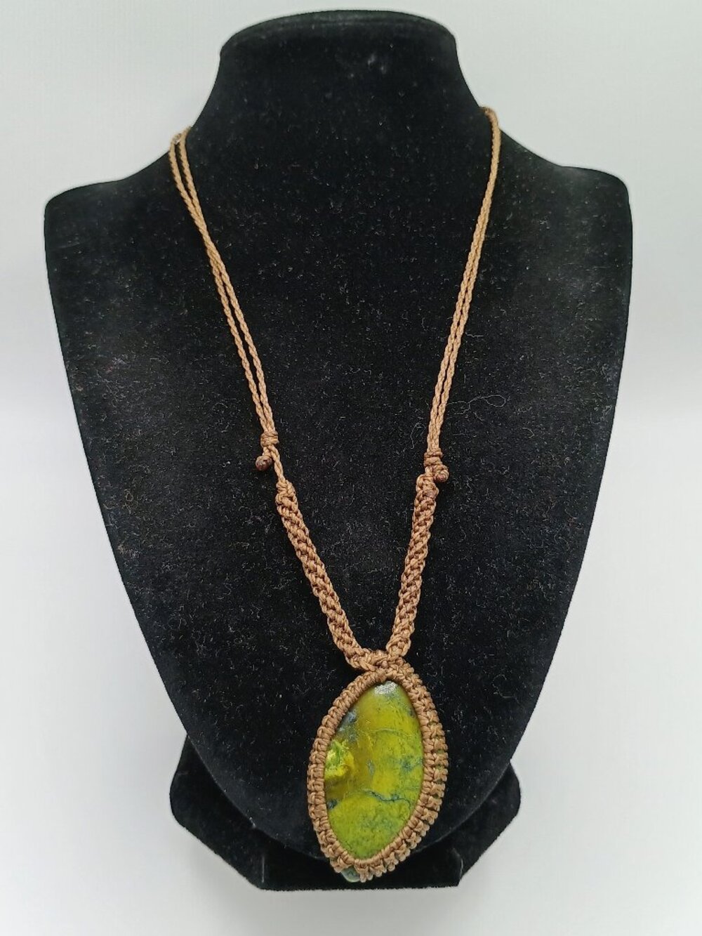 Handmade Macrame Necklace with Natural Serpentine Stone